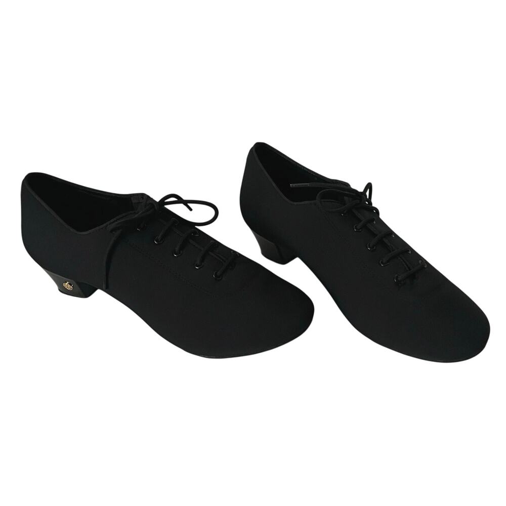 EF Practice Teaching Dance Shoes Size 42 Black Lycra Patent 1.5" Heel Flexible